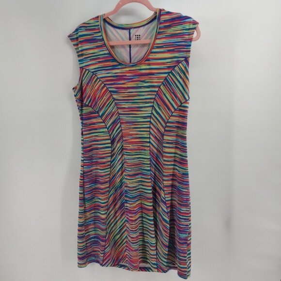 Title Nine rainbow multicolored stripe midi athletic dress - Picture 1 of 5